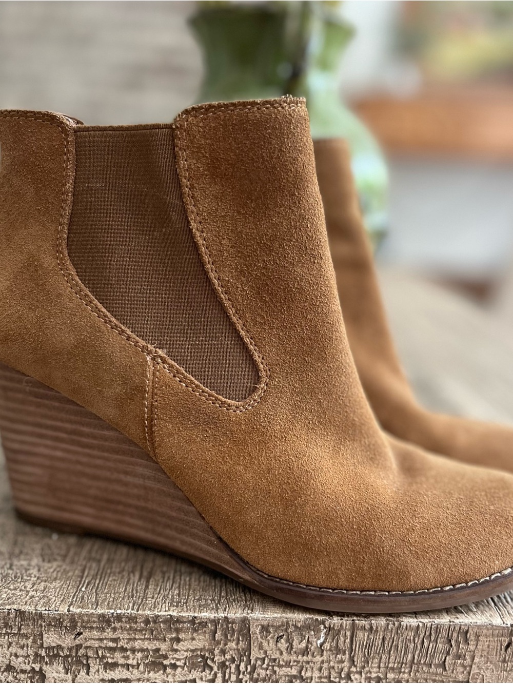 LUCKY BRAND Suede Wedge Pull-On Booties